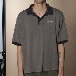 Vintage Mens Classic Houndstooth Polo Shirt Size L Short Sleeve Embroidered Logo